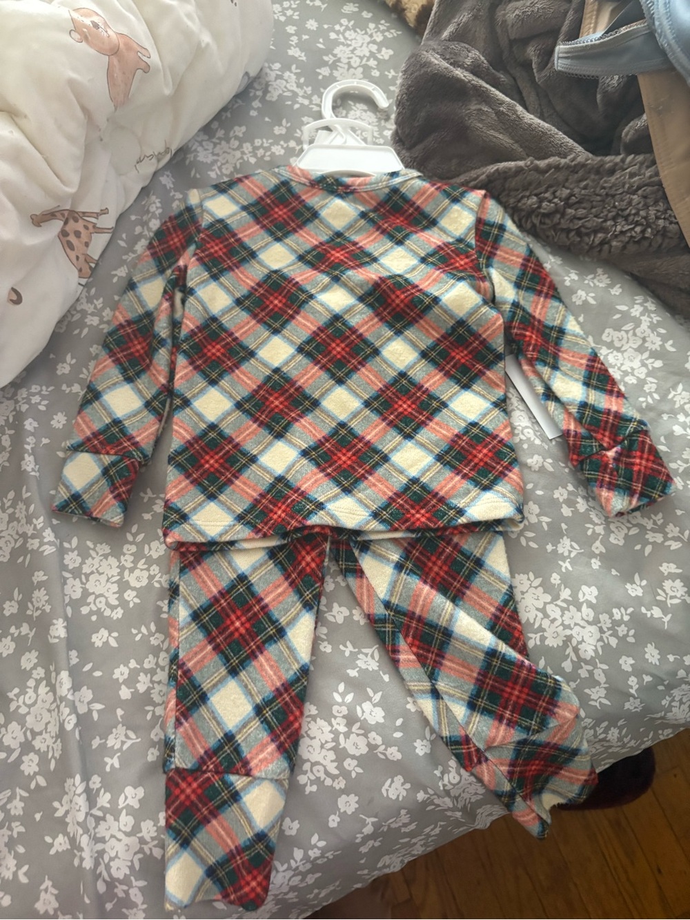 Posh Peanut Plaid Pajama Set in Cream, Red & Blue
